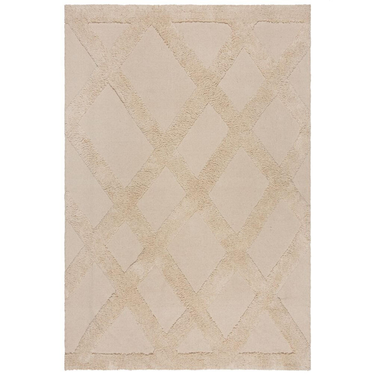 BAUMWOLLTEPPICH Diamant-Design, Naturfarben, handgewebt SILT, Naturfarben 120x170 cm - Naturfarben, Textil (120/170cm) - KADIMA DESIGN