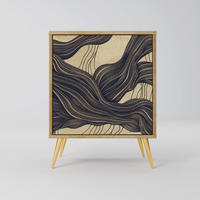 SIDEBOARD UNIFIED FRAGMENTS, Eichefarben, 57,5x42x75,5 cm, Goldfarbene Metallfüße - Eichefarben/Goldfarben, Holzwerkstoff/Metall (57.5/75.5/42cm) - SpaceRebels