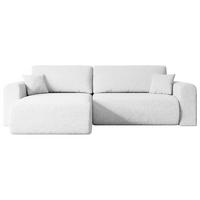 ECKSOFA mit Schlaffunktion und Bettkasten ORRO-L - 272x145x83 cm Weiß Bouclé - Schwarz/Weiß, Holzwerkstoff/Kunststoff (272/145cm) - ALTDECOR