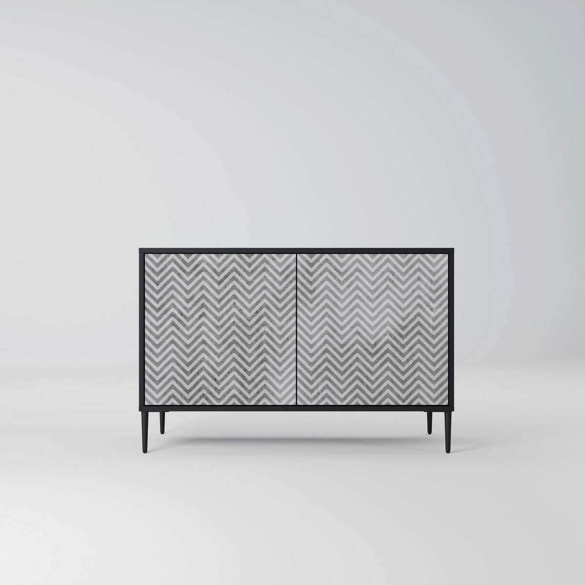 SIDEBOARD CONCRETE ZIG ZAG, Eicheneffekt, 111x42x77,5 cm, 2 Türen - Eichefarben/Buchefarben, Holzwerkstoff/Buchenholz (111/77.5/42cm) - SpaceRebels
