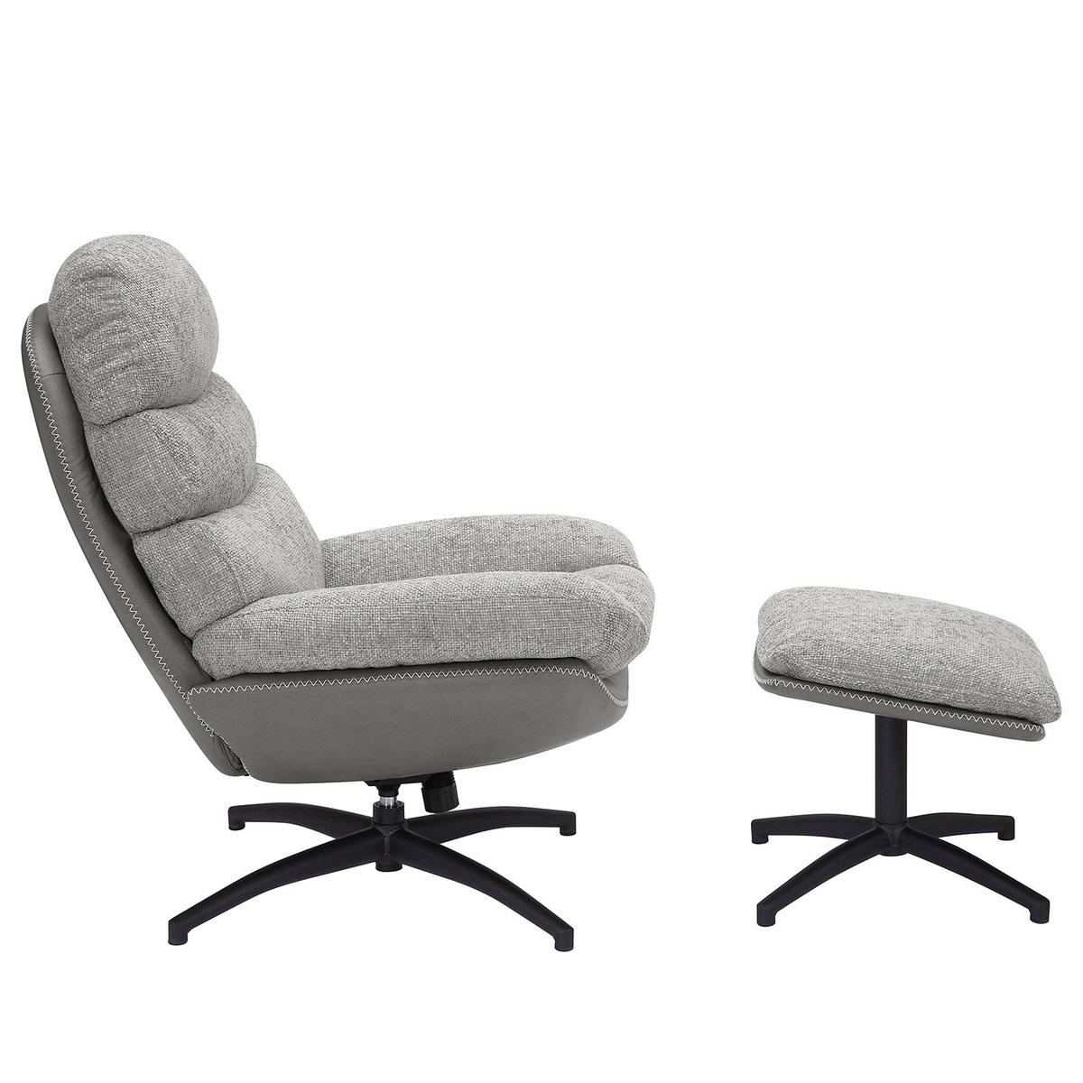 RELAXSESSEL - Schwarz/Grau, Textil/Metall (78/102/90cm) - home24