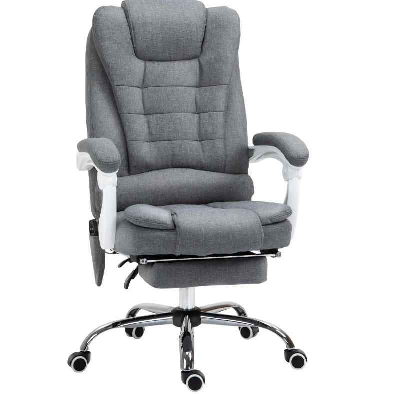 DREHSTUHL 65/70/111-119 cm grau aus Polyester mit Massage und Fußstütze - Grau, Kunststoff (70/119/65cm) - OKWISH