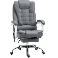 DREHSTUHL 65/70/111-119 cm grau aus Polyester mit Massage und Fußstütze - Grau, Kunststoff (70/119/65cm) - OKWISH