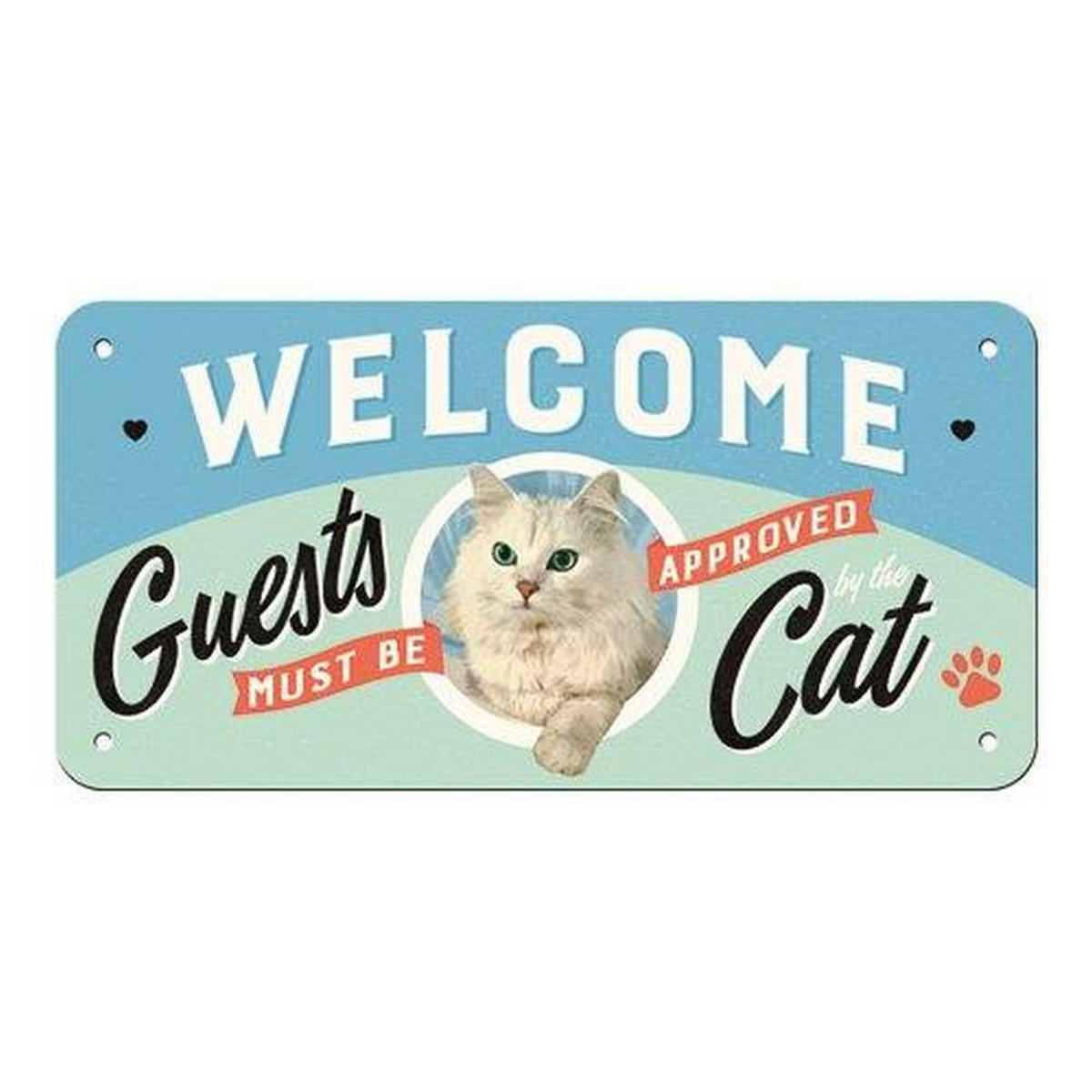 HÄNGESCHILD 10/20 cm Pfotenschild Welcome Guests Cat - Multicolor, Metall (20/10/0.2cm) - Nostalgic-Art