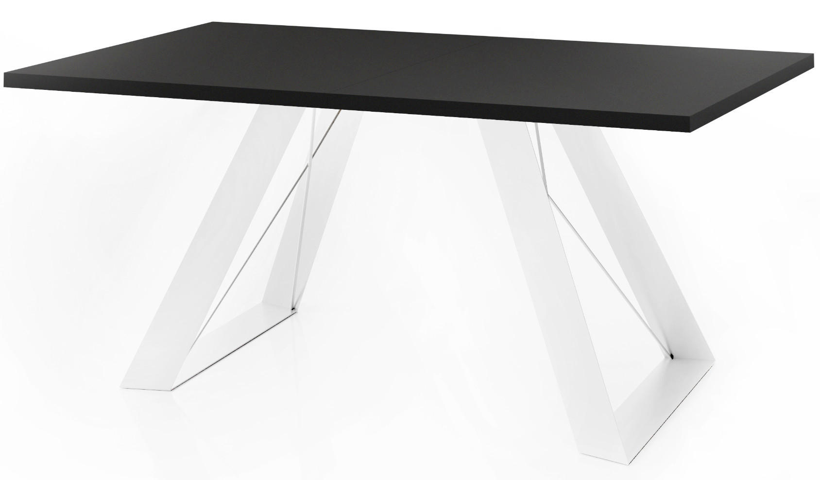 ESSTISCH Colter Weiß rechteckig ausziehbar, Schwarz 160-260/90/76 cm - Schwarz/Weiß, Holzwerkstoff/Metall (160/90/76cm) - WFL GROUP
