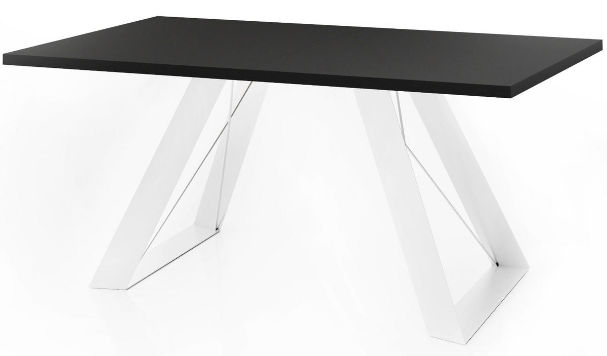 ESSTISCH Colter Weiß rechteckig ausziehbar, Schwarz 140-240/80/76 cm - Schwarz/Weiß, Holzwerkstoff/Metall (140/80/76cm) - WFL GROUP
