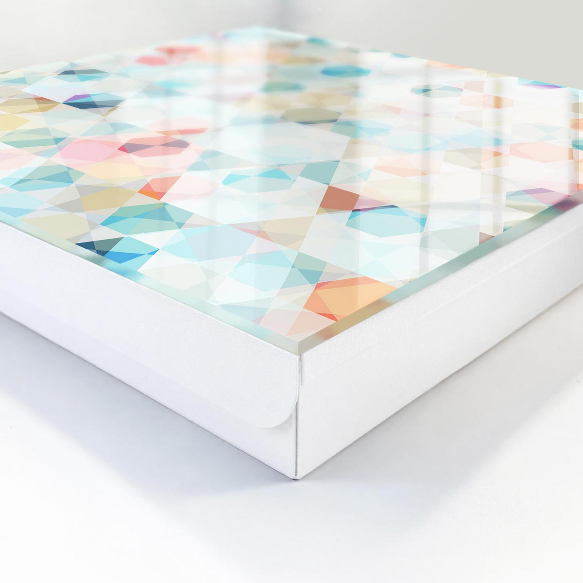 SCHLÜSSELBOX Weiß 30x30 cm – Türöffnung nach rechts - Geometrische Muster - Blau, Metall (30/30/5cm) - TULUP