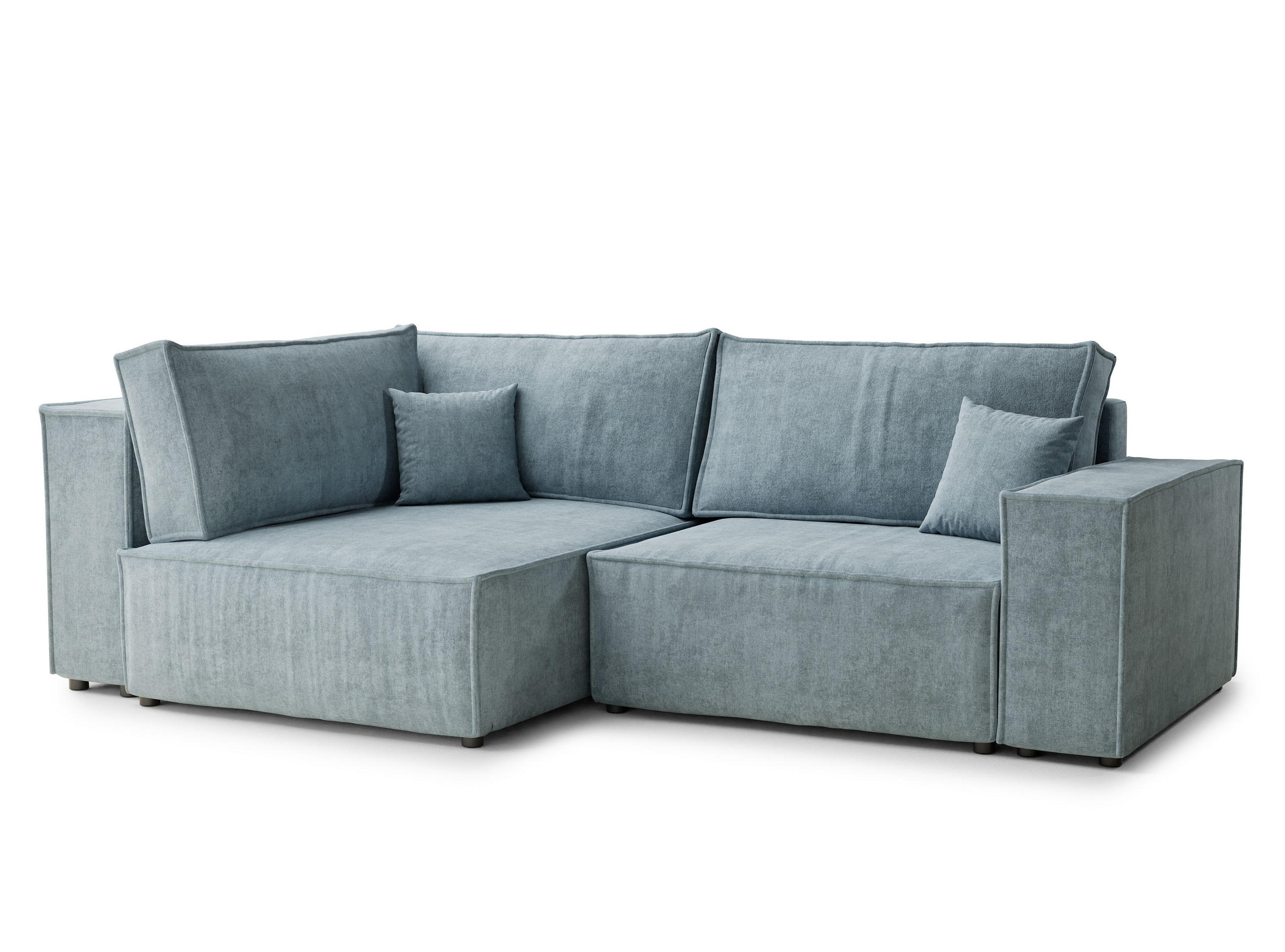 ECKSOFA MIT SCHLAFFUNKTION Tonga Hellblau Webstoff - Schwarz/Hellblau, Holz/Holzwerkstoff (105/225cm) - Maison de Reve
