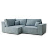 ECKSOFA MIT SCHLAFFUNKTION Tonga Hellblau Webstoff - Schwarz/Hellblau, Holz/Holzwerkstoff (105/225cm) - Maison de Reve