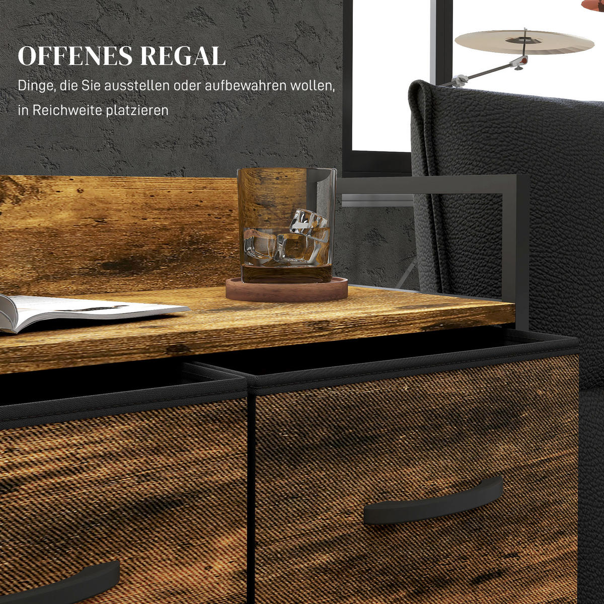 KOMMODE, Sideboard, Rustikal-Braun - Braun, Textil (29/85/60cm) - HOMCOM