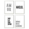 POSTER Set mit 4 Leidenschaft TypografieStil A4 Weißer Rahmen - Weiß, Papier (29.7/3cm) - Nacnic