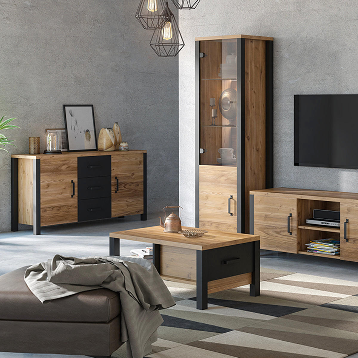 SIDEBOARD Lyam Dřevo a černá - hnědá, kompozitní dřevo (147/79/43cm) - Petits-meubles