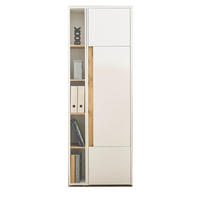 AKTENSCHRANK Set 2-teilig weiß, Eiche Wotan 70 x 200 cm, Schrank-Regal-Kombination mit 5 Ordnerhöhen - Eichefarben/Silberfarben, Holzwerkstoff/Kunststoff (70/200/40cm) - Furn.Design