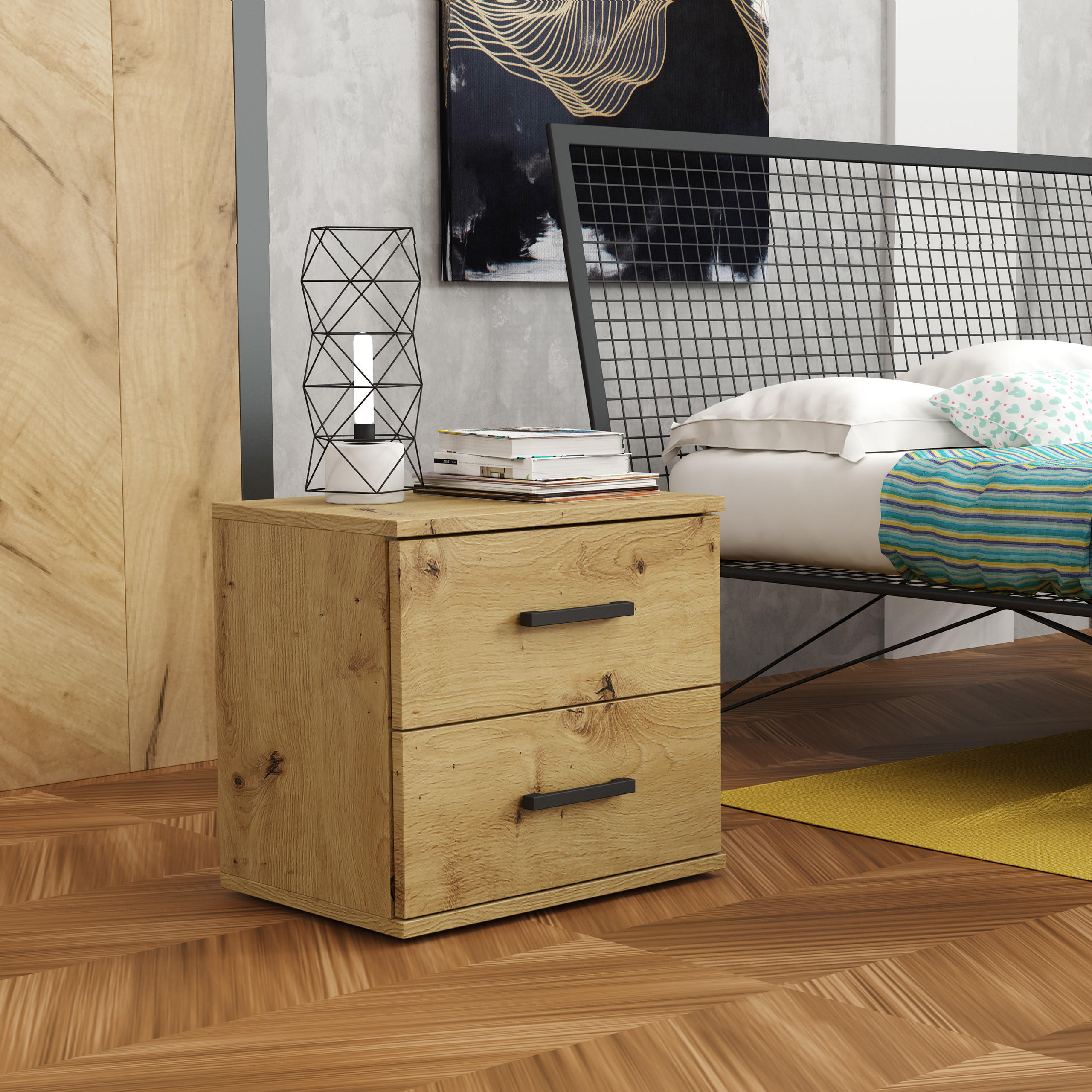 NACHTTISCH NOCTA 48/50/35 cm Eiche Artisan - Eiche Artisan, Holzwerkstoff (48/50/35cm) - MASSENO