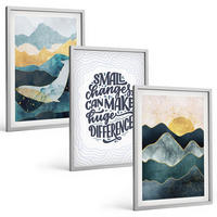 BILDER SET 3er Set - 40x60 cm Silberner Rahmen - Abstrakte Berginspiration - Silberfarben, Kunststoff (40/60cm) - TULUP