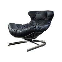 RELAXSESSEL ROWE Schwarz Leder - Silberfarben/Schwarz, Leder/Metall (87/80/110cm) - KAWOLA