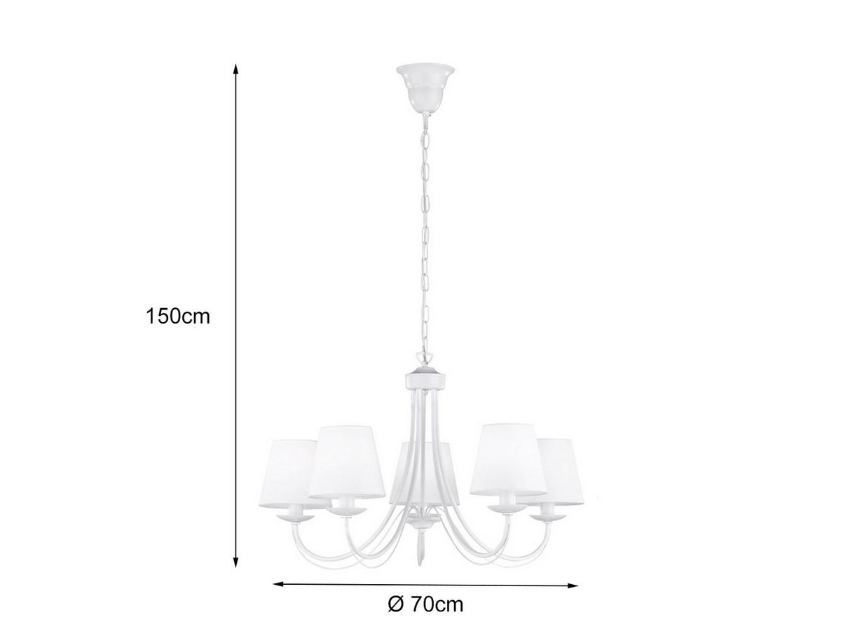 LED-KRONLEUCHTER Ø70cm, Lampenschirme Stoff Weiß - Weiß, Textil/Metall (70/70/150cm) - meineWunschleuchte