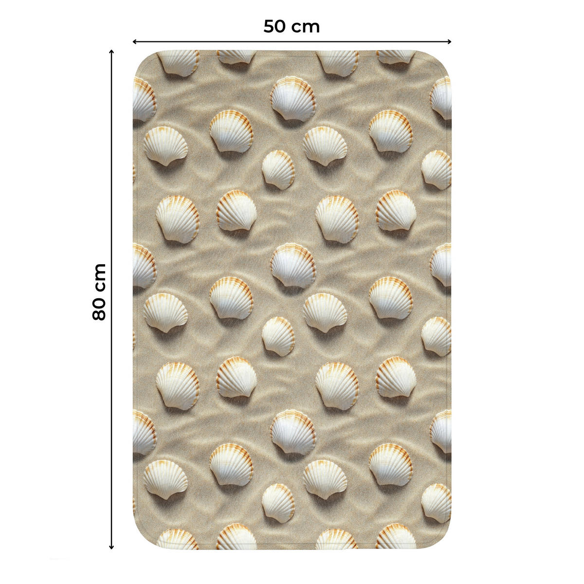 WC PŘEDLOŽKA Mušle - Písek - Námořní 50x80 cm - písková barva, textil/plast (50/1cm) - OnlyWow