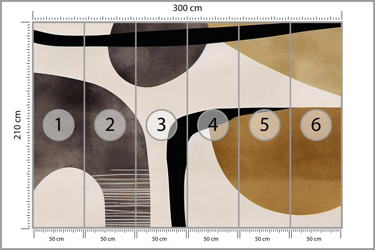 FOTOTAPETE für Wohnzimmer Retro Geometrische Formen Vintage 300x210 - Beige/Schwarz, Papier (300/210cm) - Muralo