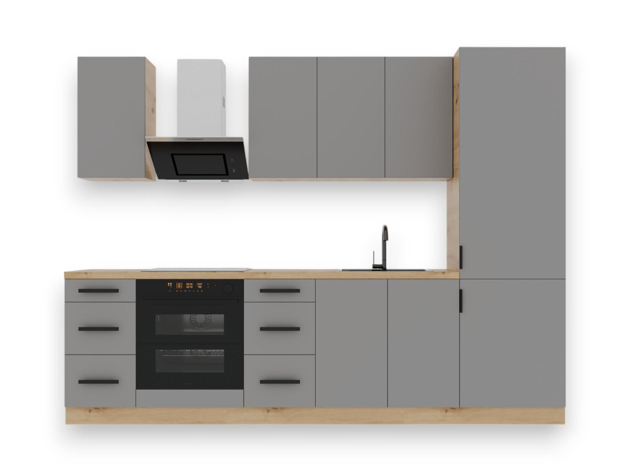 KÜCHENLEERBLOCK 280 cm - Langen K98-M280 - in Beige/Matt - Beige, Holz (280/212/60cm)