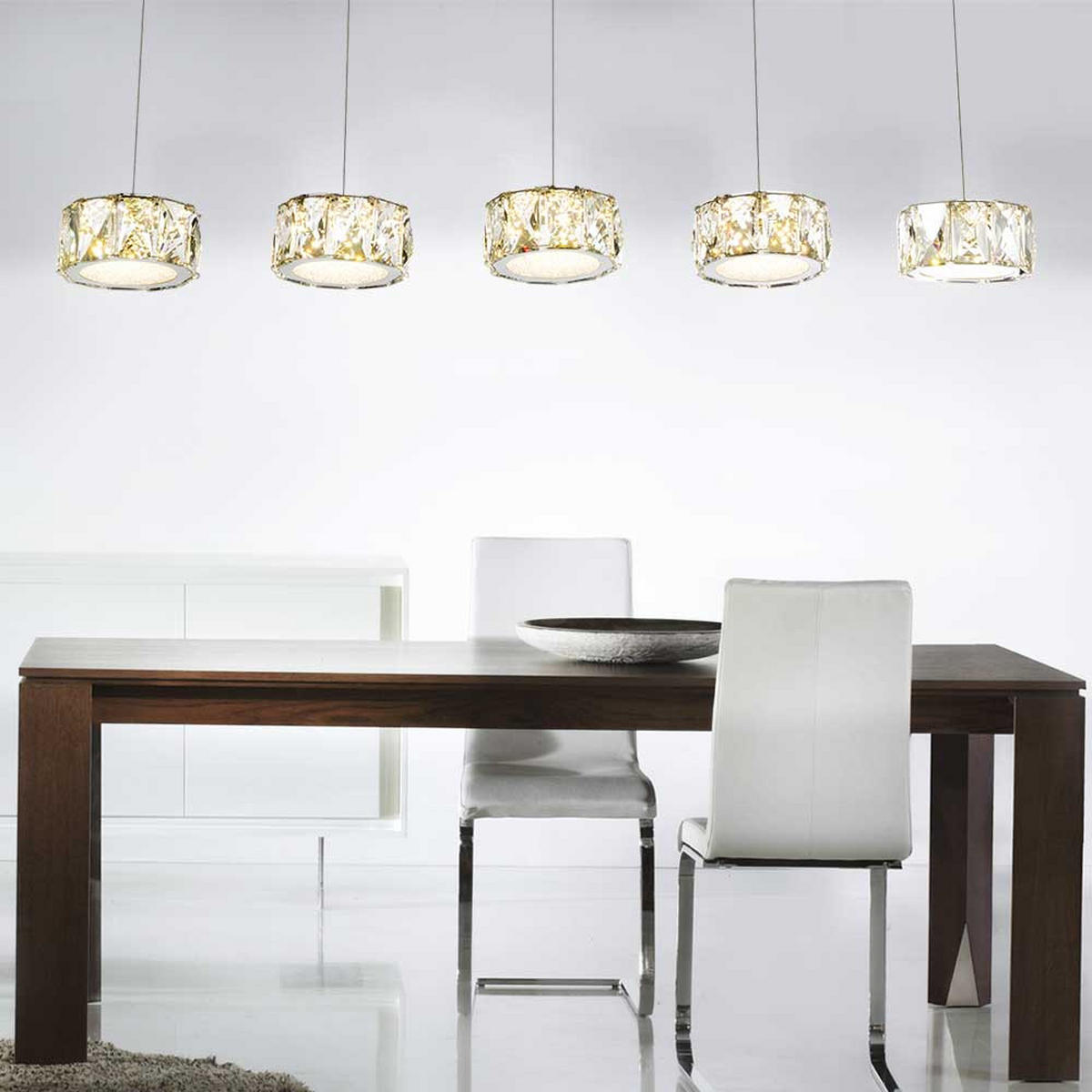 LED HÄNGELEUCHTE AMUR Chrom Silber - Silberfarben, Glas/Metall (82/16/120cm) - Globo Lighting