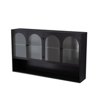 HÄNGESCHRANK DE-38130 120/23/70 cm mit 4 Glastüren Schwarz - Schwarz, Metall (120/70/23cm) - ComfortXL