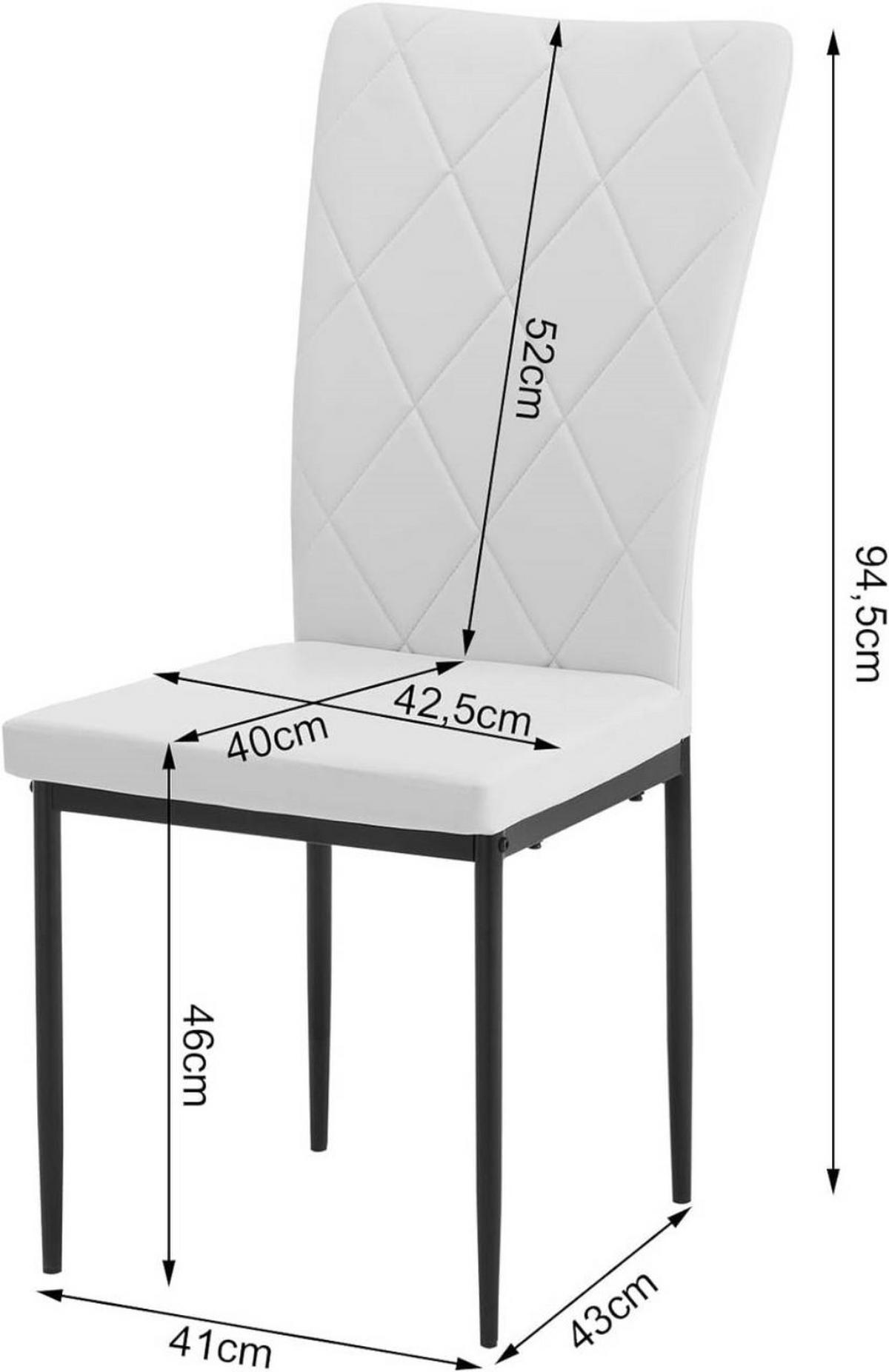 ESSZIMMERSTUHL 4er Set, Kunstleder, Weiß - Schwarz/Weiß, Kunststoff/Metall (42/94.5/59cm) - Woltu