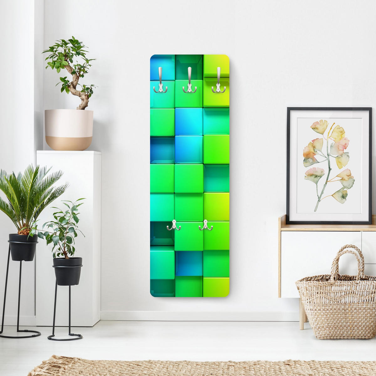 WANDGARDEROBE - 3D Würfel 34/105 cm - Multicolor, Holzwerkstoff (34/105/1.6cm) - Bilderwelten