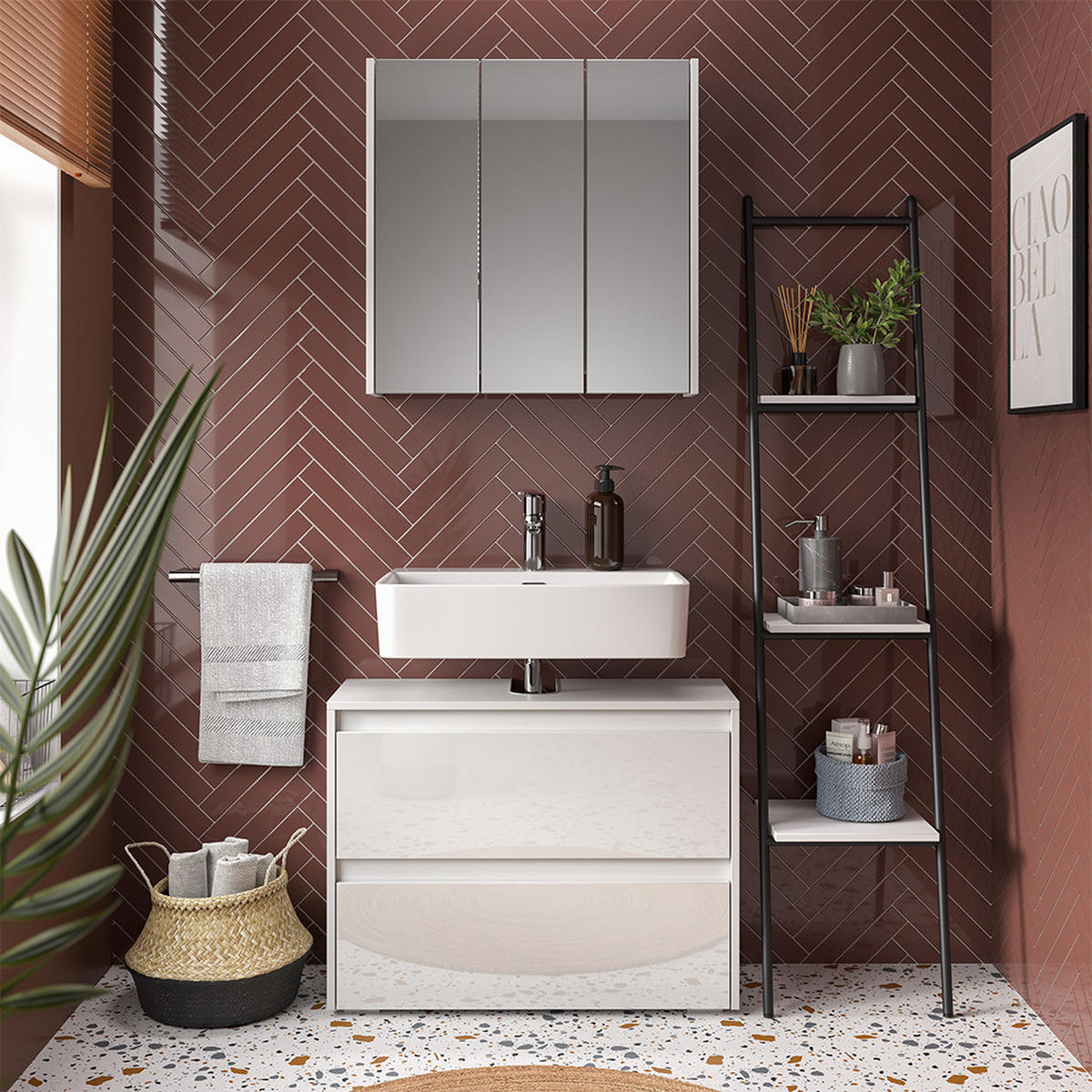 KOUPELNOVÝ NÁBYTEK Majest Bílá/bílý vysoký lesk - bílá/vysoce lesklá bílá, kompozitní dřevo (80.1/62/30.1cm) - Vicco