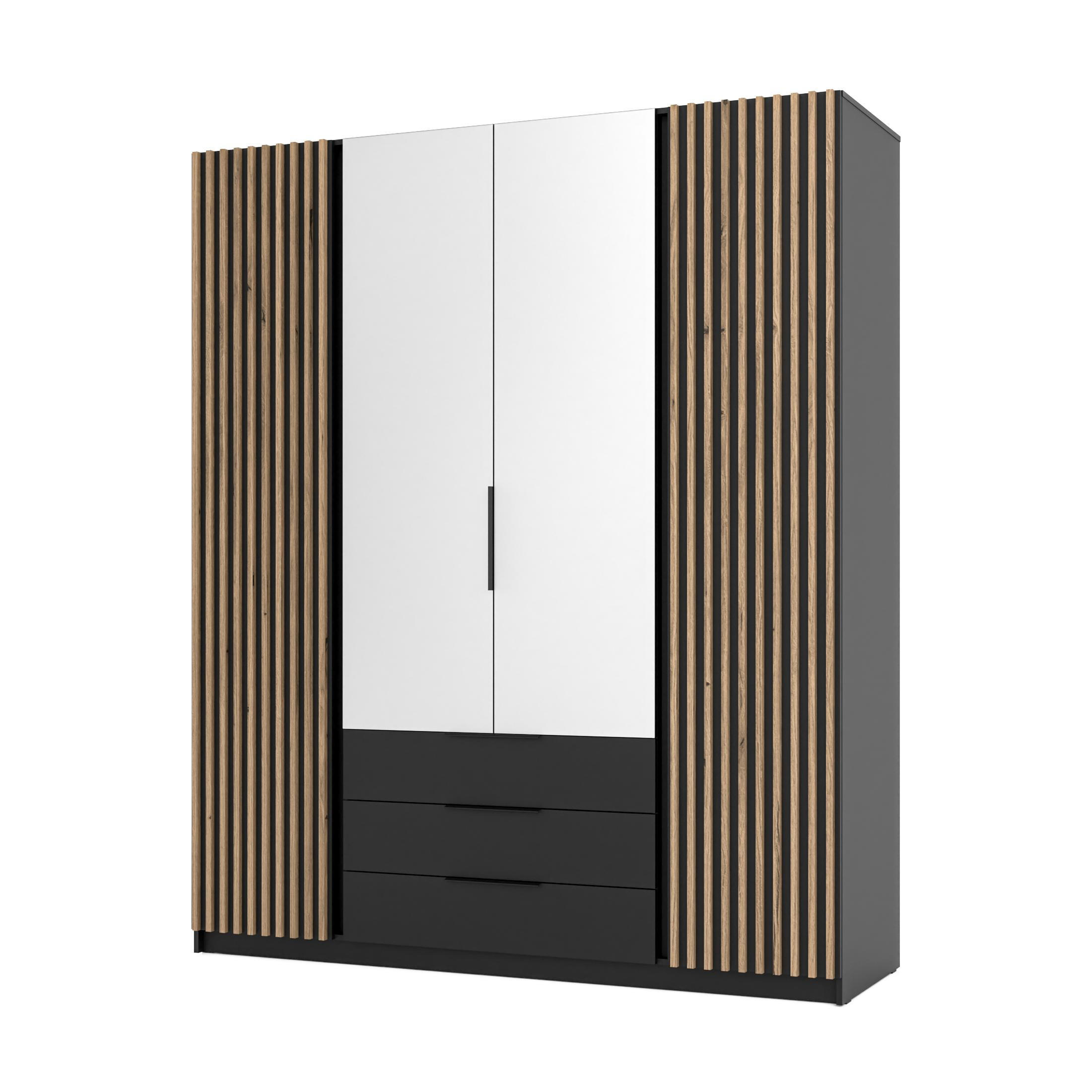 AX Living Kleiderschrank Schwarz 200x239x61.9 cm