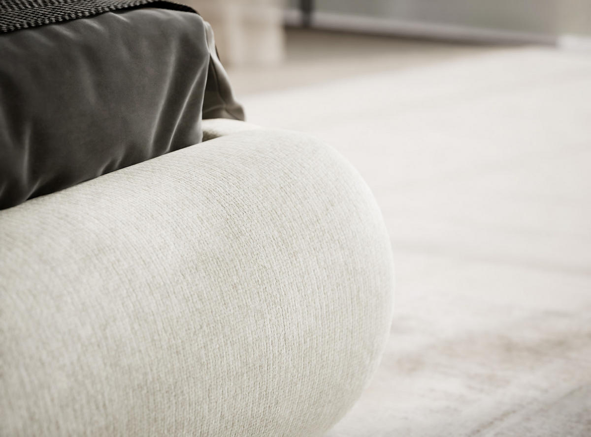 POLSTERBETT Maumere Creme 140/200 cm im Chenille-Stoff - Creme/Schwarz, Holz/Holzwerkstoff (140/200cm) - Maison de Reve