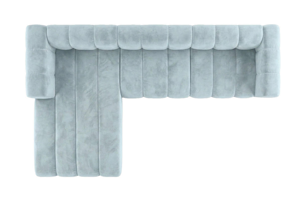 ECKSOFA Modulares In L-Form, Velvet-Stoff Riviera, Babyblau, Links, GRAND 318 cm - Hellblau, Holz (318/179cm) - Kaiser Möbel