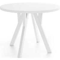 ESSTISCH Avero White runder ausziehbarer, Weiß 80-160/80/77 cm - Weiß, Holz/Holzwerkstoff (80/80/77cm) - WFL GROUP