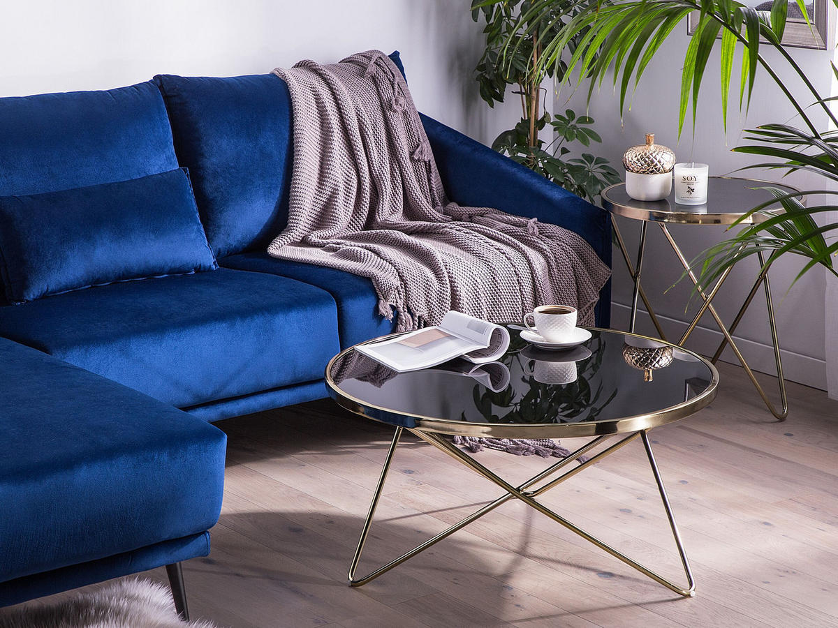 COUCHTISCH schwarz/gold 80 cm MERIDIAN Meridian - Goldfarben/Schwarz, Glas (80/80/40cm) - Beliani
