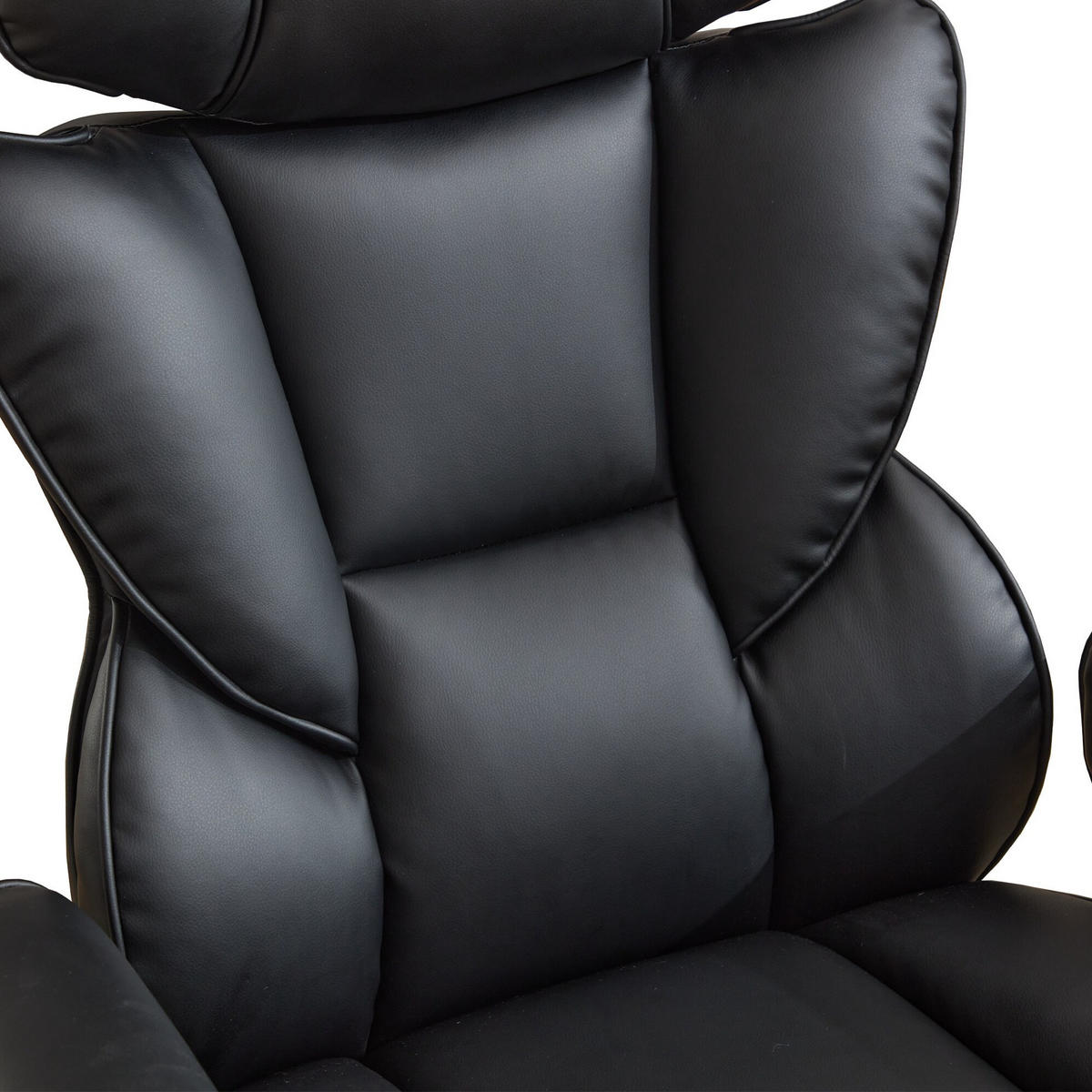 BÜROSTUHL in Schwarz 52x56x121 cm mit verstellbarer Kopfstütze und Lendenwirbelstütze - Schwarz, Leder (56/121/52cm) - IVMEU