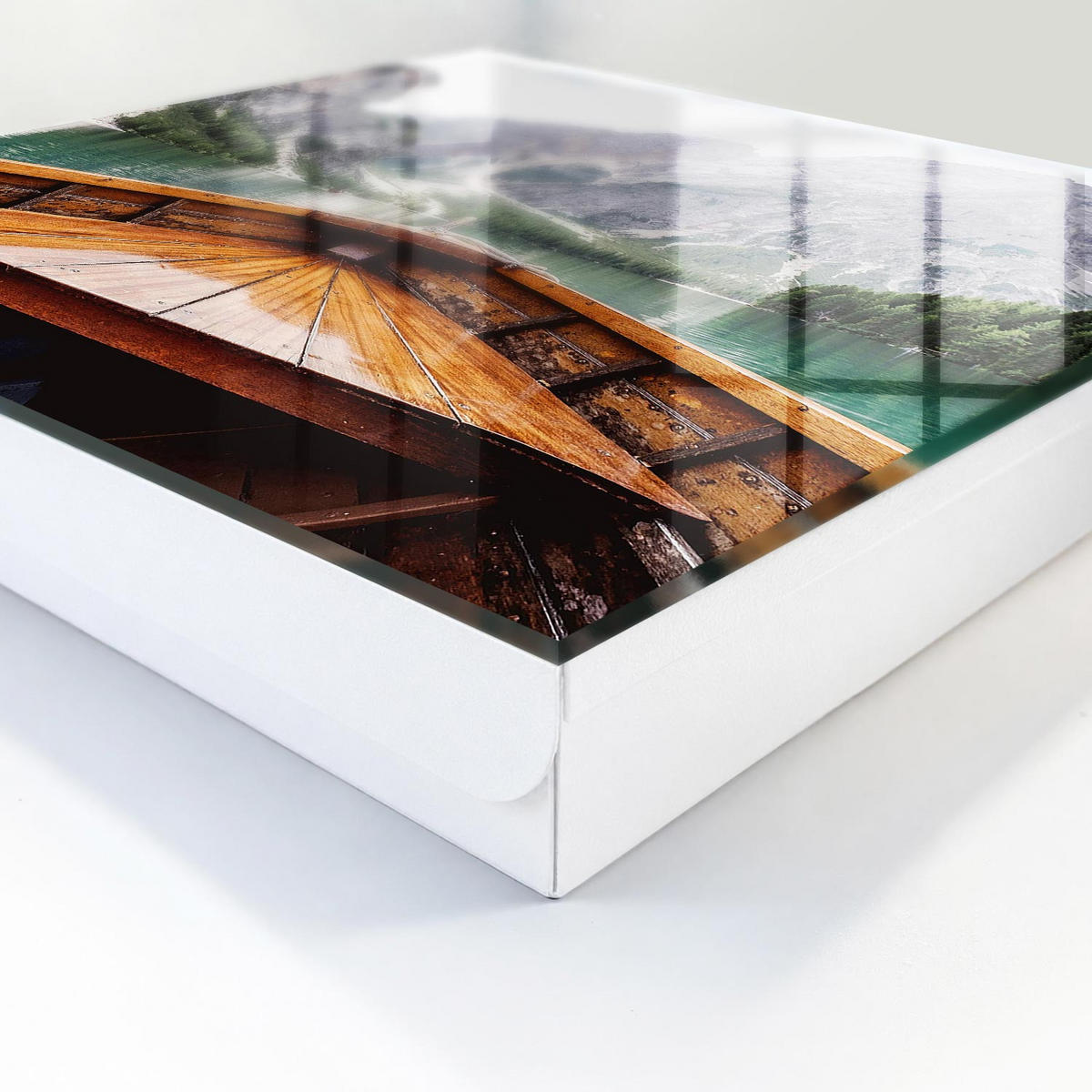 SCHLÜSSELBOX Weiß 30x30 cm – Türöffnung nach rechts - Bergsee - Türkis, Metall (30/30/5cm) - TULUP