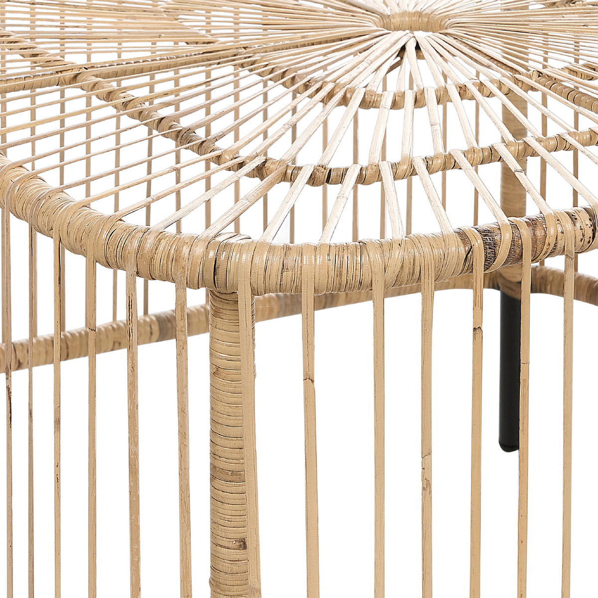 GARTEN-BEISTELLTISCH Rattan natürlich quadratisch 67/67 cm Cesenatico - Schwarz/Naturfarben, Naturmaterialien (67/67/45cm) - Beliani