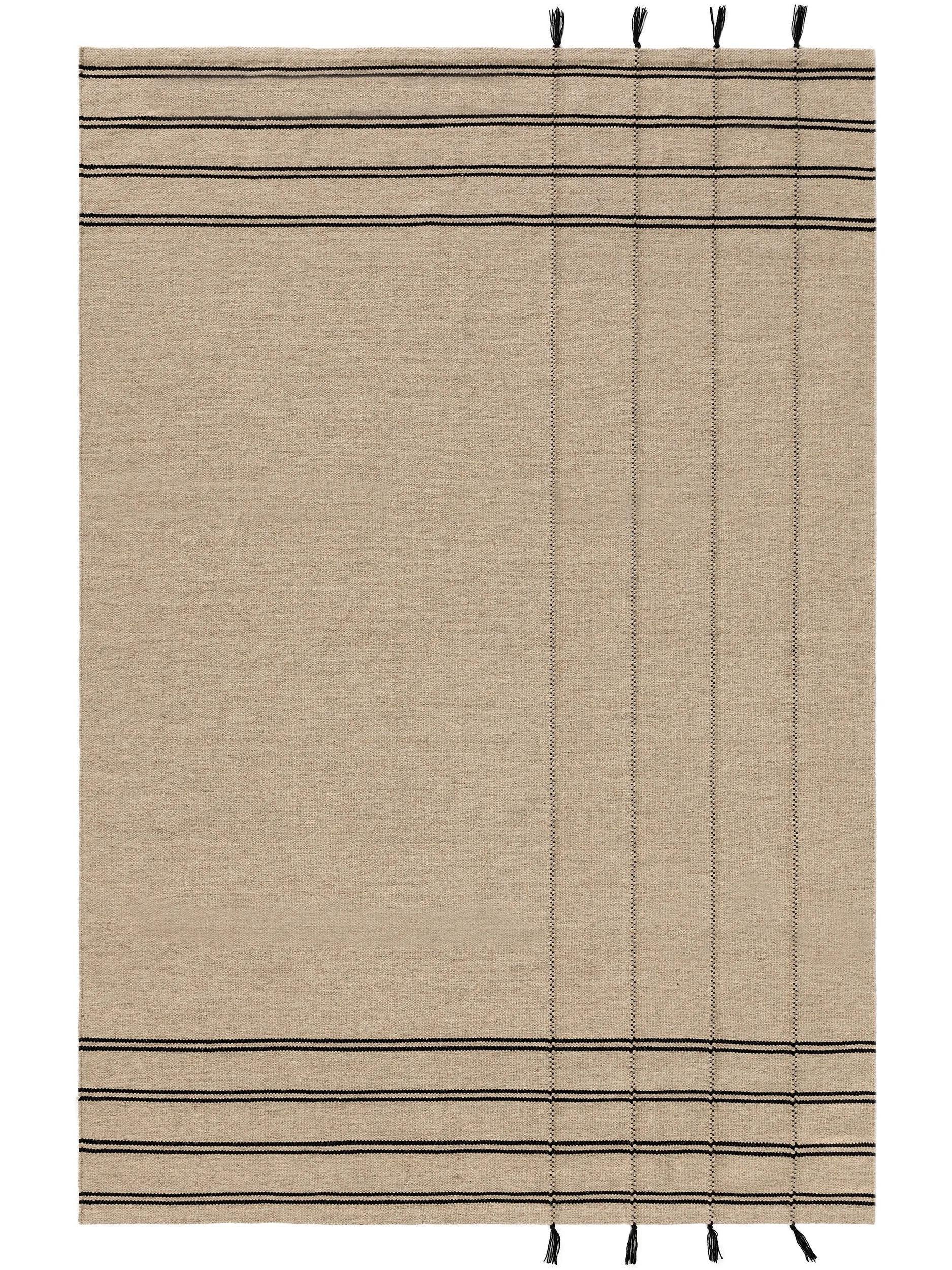 WOLLTEPPICH Kambiz Beige/Schwarz 160x230 cm - Beige, Textil (160/230cm) - benuta Pure