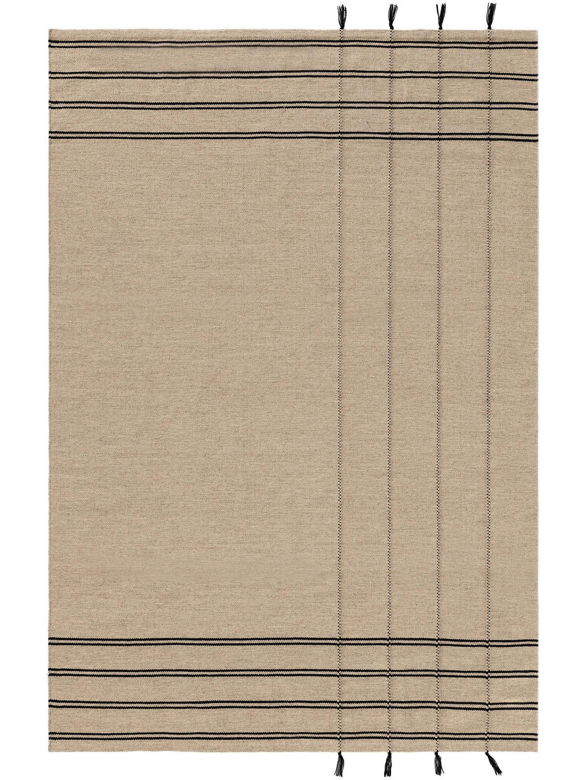 WOLLTEPPICH Kambiz Beige/Schwarz 120x170 cm - Beige, Textil (120/170cm) - benuta Pure