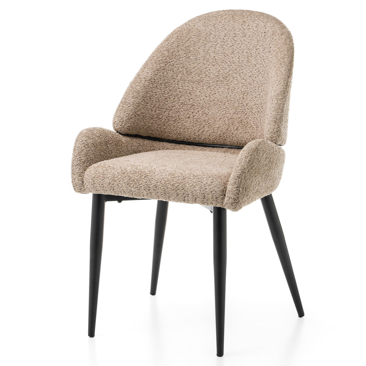 STUHL BERGAMO gepolsterter mit Steppung - dunkelbeige - Boucle - Beige/Schwarz, Textil/Metall (56/91/61cm) - NEW HOME