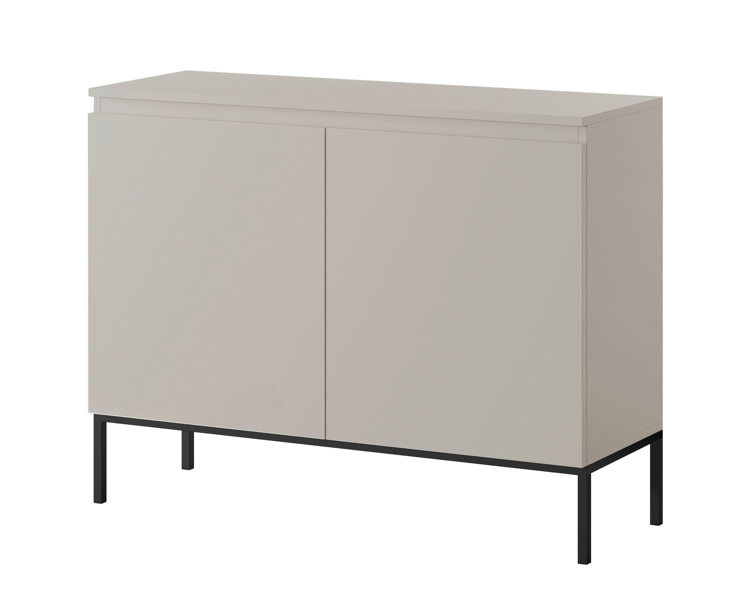 SIDEBOARD Bemmi Beige mit schwarzen Beinen 2-türig 100 cm - Beige/Schwarz, Holzwerkstoff/Metall (100/75.5/35cm) - Selsey