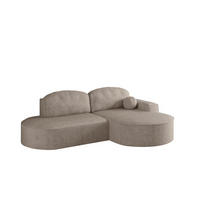 ECKSOFA mit Schlaffunktion und Bettkasten Modena Runden stoff Poso Dunkelbeige Rechts - Cappuccino, Holz/Textil (278/179cm) - Kaiser Möbel