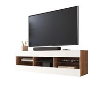 LOWBOARD TIVOLI RTV 140, Weiss - Eiche Wotan/Weiß, Glas/Holzwerkstoff (140/40.5/35.5cm) - Komodee