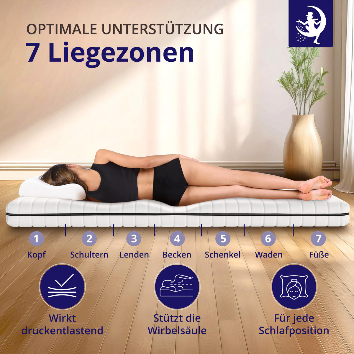 MATRATZE mit 7 Zonen und Kaltschaumkern 90x200 13cm - Weiß, Textil (90/200cm) - Mister Sandman