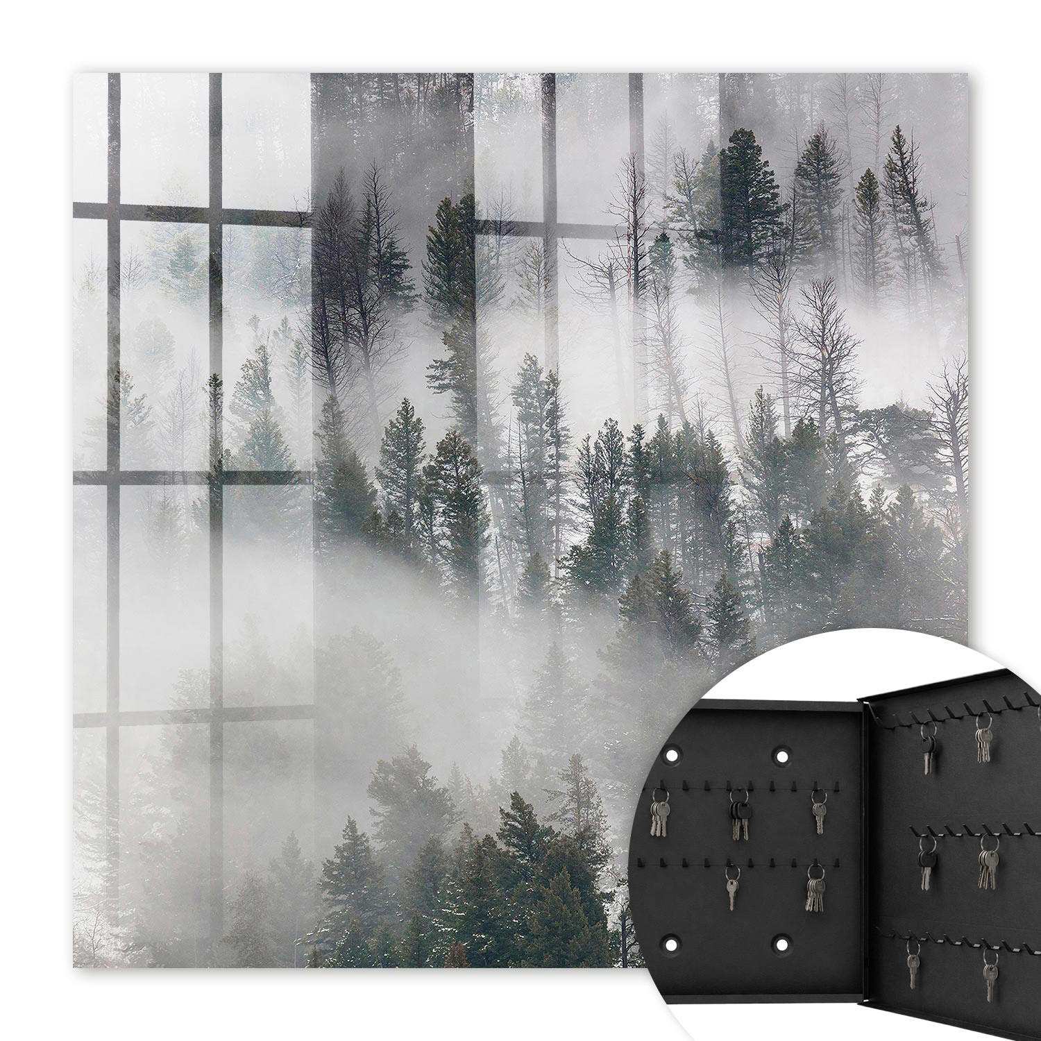 SCHLÜSSELBOX Schwarz 30x30 cm- Türöffnung nach rechts - Nebelgrün - Grün, Metall (30/30/5cm) - TULUP
