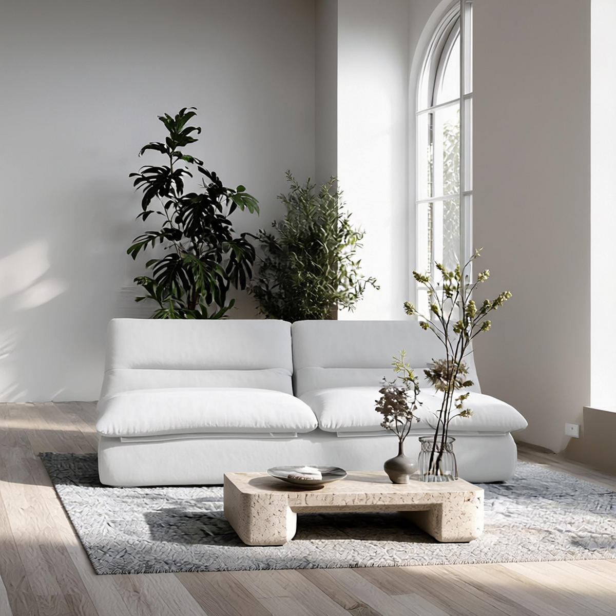 SOFA Nuvia Doppel 2-Sitzer - Weiß - Weiß, Textil (160/73/100cm) - COCO Living