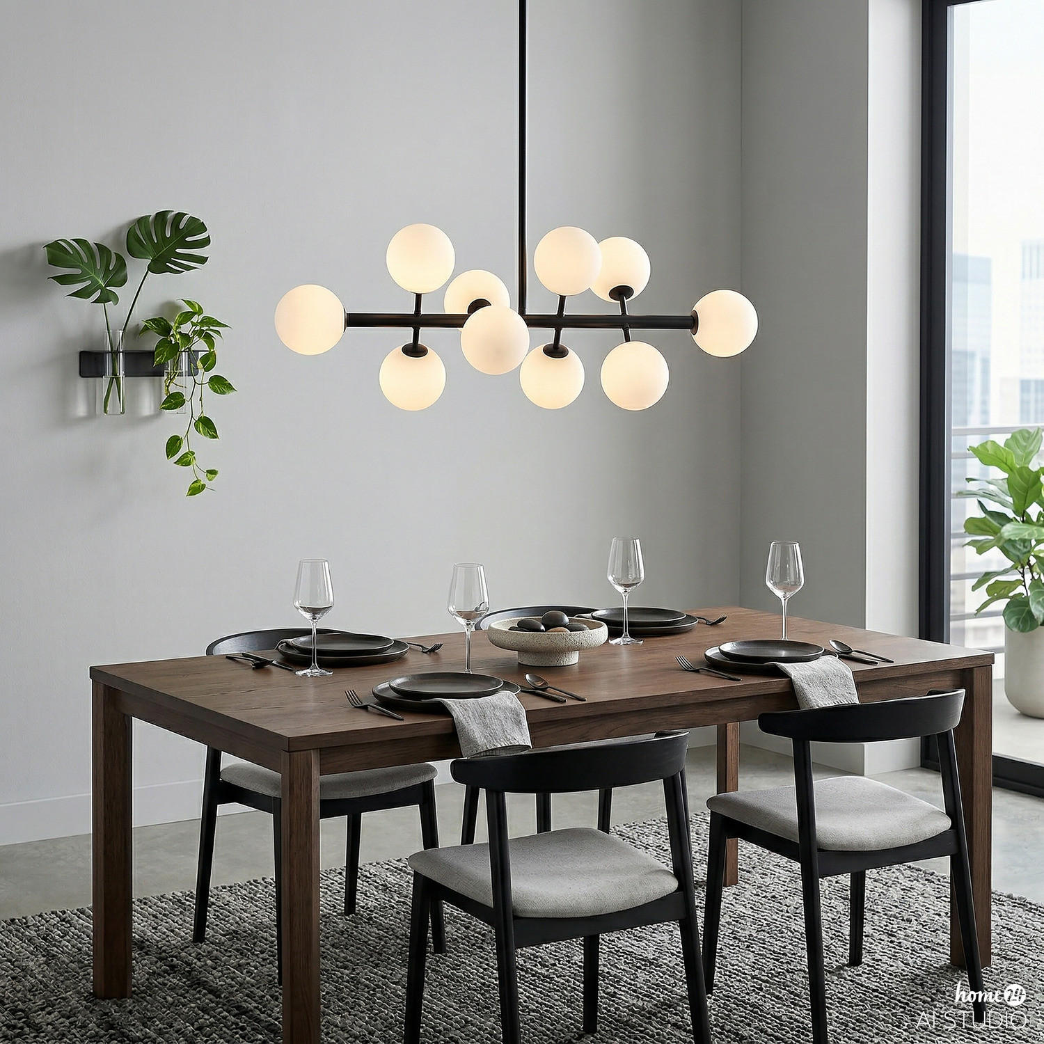DECKENLEUCHTE 10-FLAMMIG - Glas / Metall - Transparent/Schwarz, Glas/Metall (36/88/70cm) - home24
