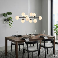 DECKENLEUCHTE 10-FLAMMIG - Glas / Metall - Transparent/Schwarz, Glas/Metall (36/88/70cm) - home24