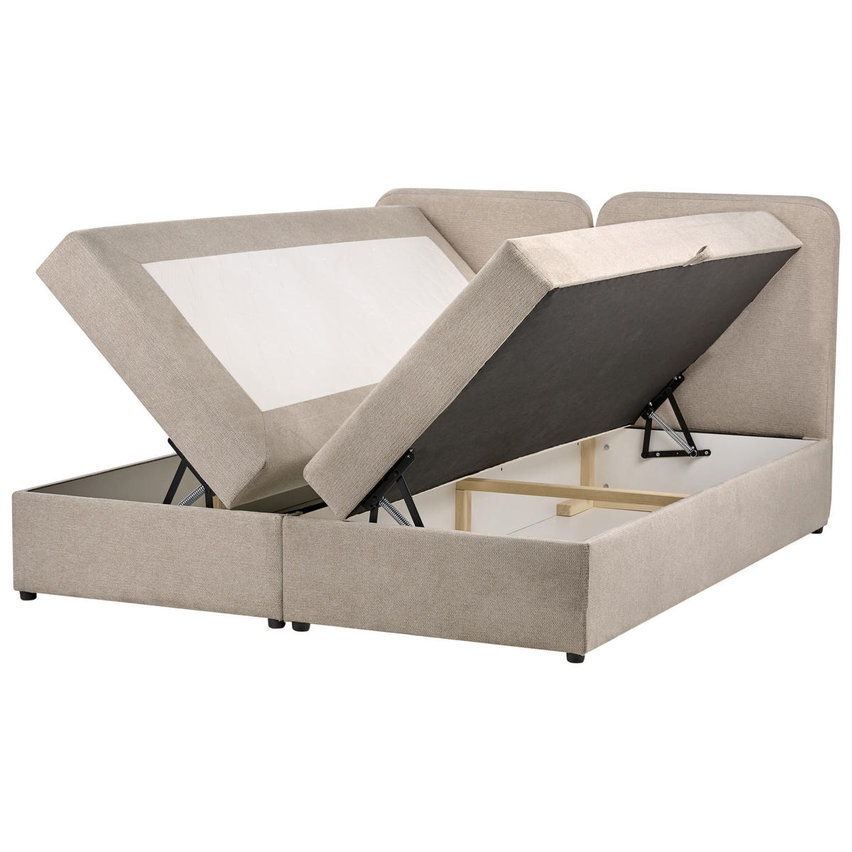 BOX POSTELJA s prostorom za shranjevanje 160/200 blago sivo rjava Chancellor - sivorjava, tekstil (160/200cm) - Beliani