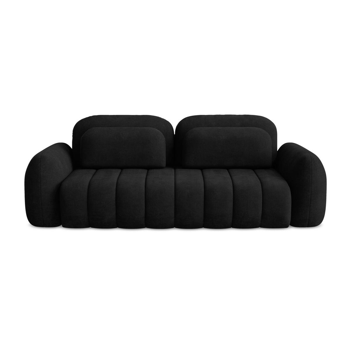 3-SITZER SOFA mit Schlaffunktion Chenille Stoff Schwarz - Schwarz, Holzwerkstoff/Kunststoff (266/95/121cm) - LaMiaSofa